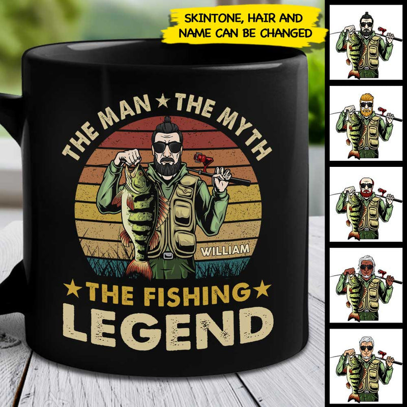 The Fishing Legend - Gift For Dad - Personalized Black Mug
