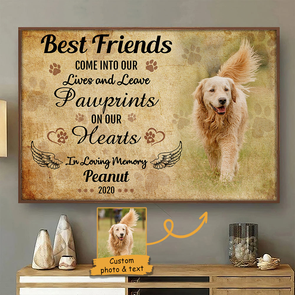 Pawprints On Our Hearts - Gift For Dog Lovers - Personalized Horizontal Poster.