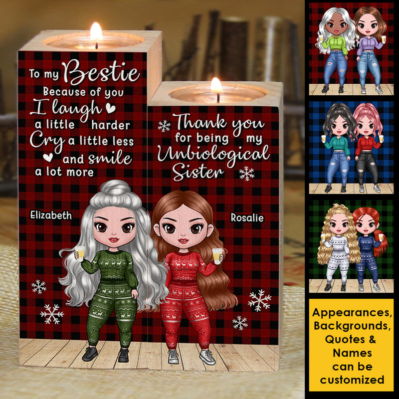 Because Of You, I Cry A Little Less - Gift For Bestie - Personalized Candle Holder