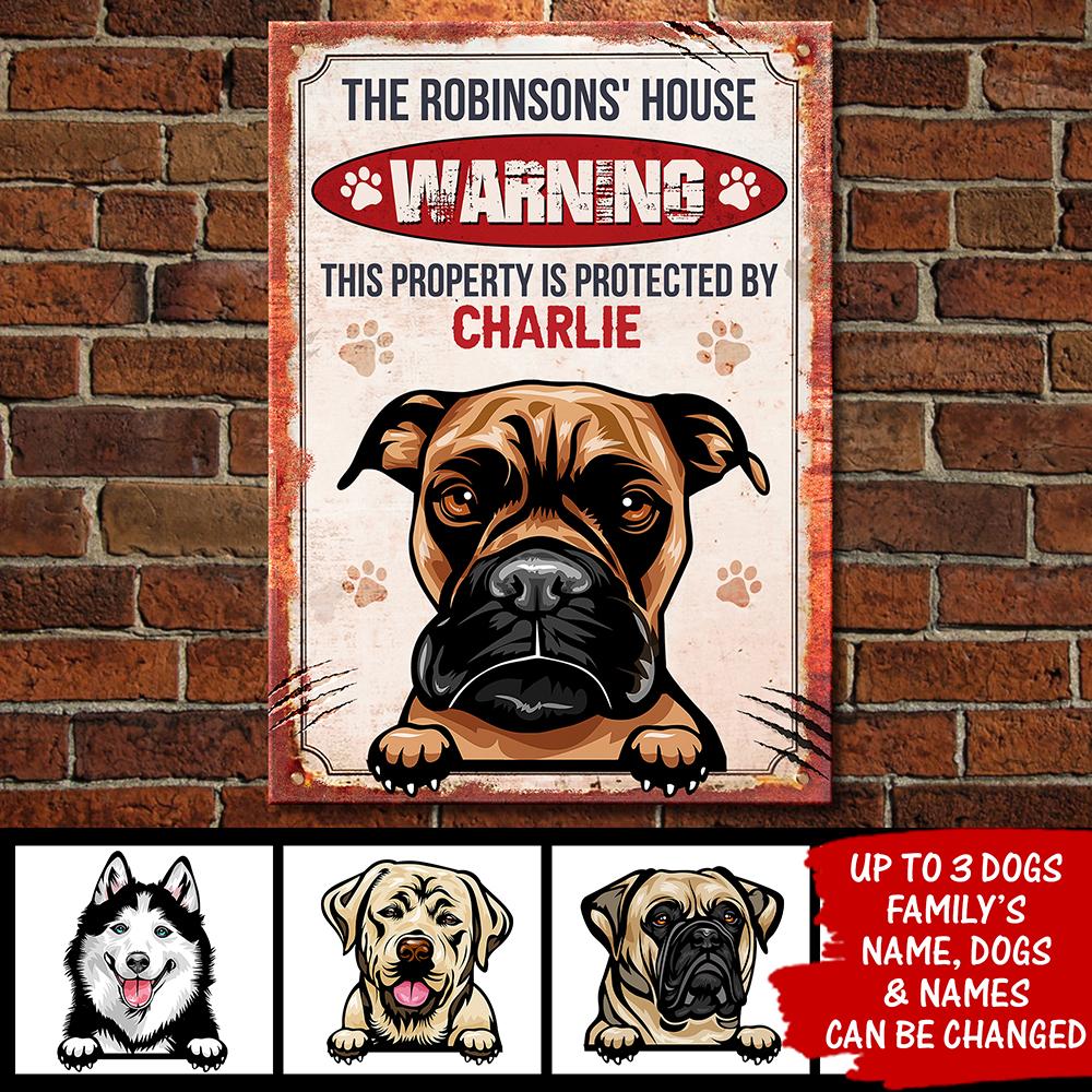 This Property Is Protected By  - Funny Personalized Dog Metal Sign.