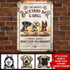 Family Backyard Bar & Grill - Funny Personalized Dog Metal Sign