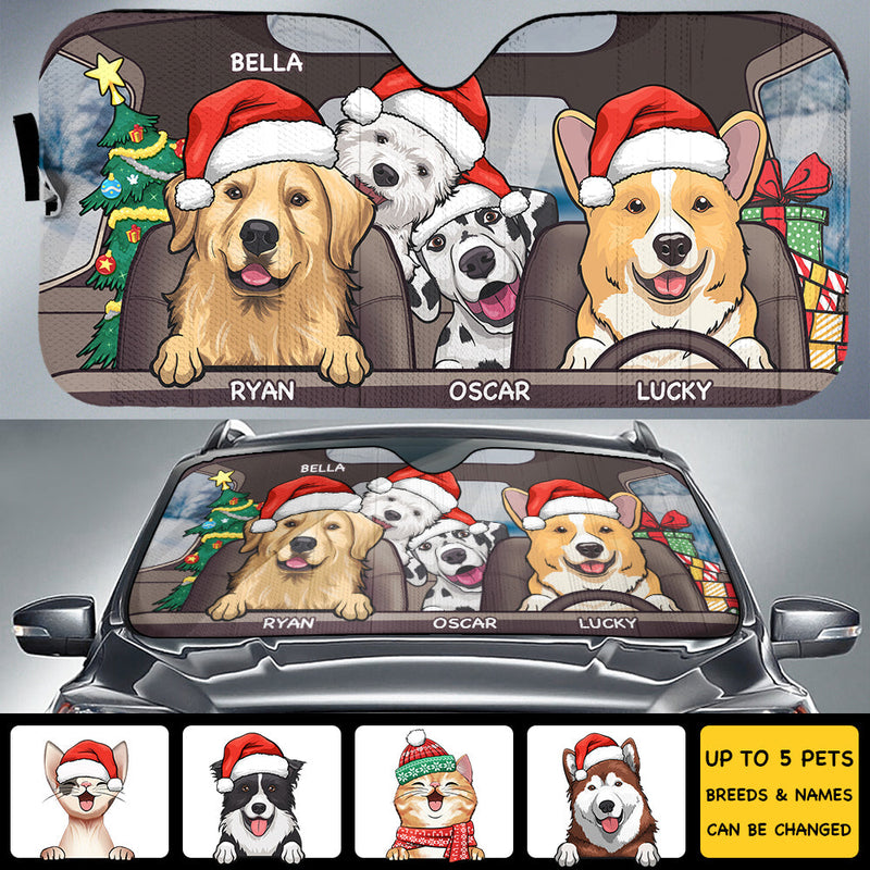 Santa Paws Is Coming To Town - Personalized Dog Auto Sun Shade