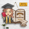 So The Adventure Begins - Personalized Shaped Wood Sign - Graduation Gift