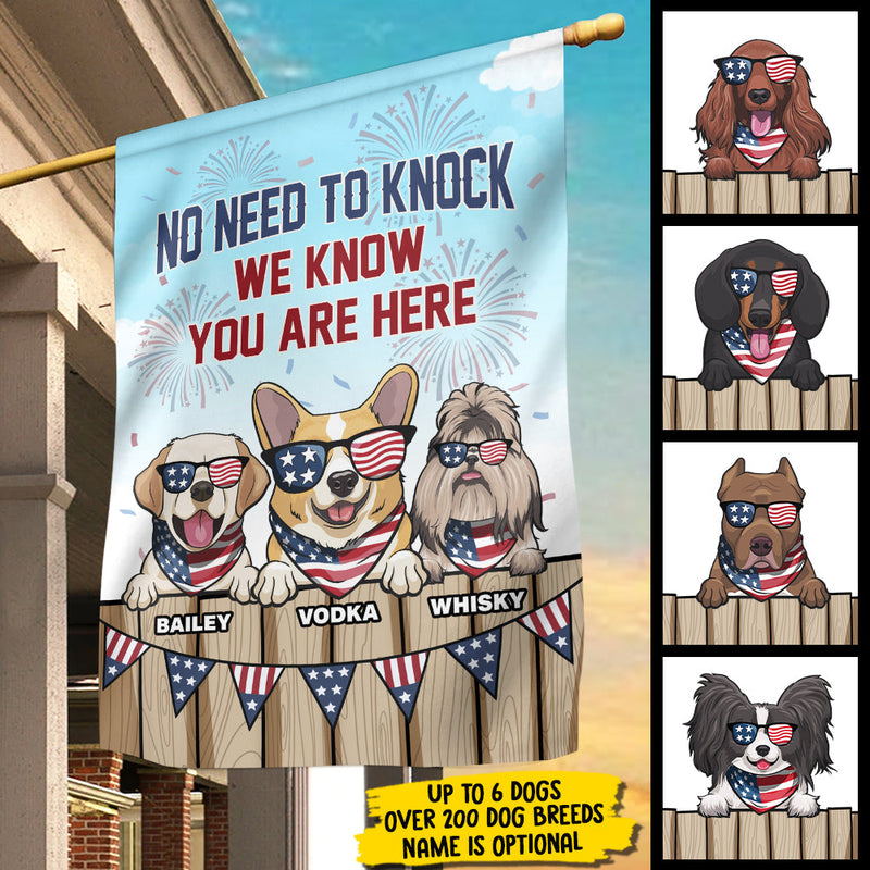 No Need To Knock - 4th Of July Decoration - Personalized Dog Flag