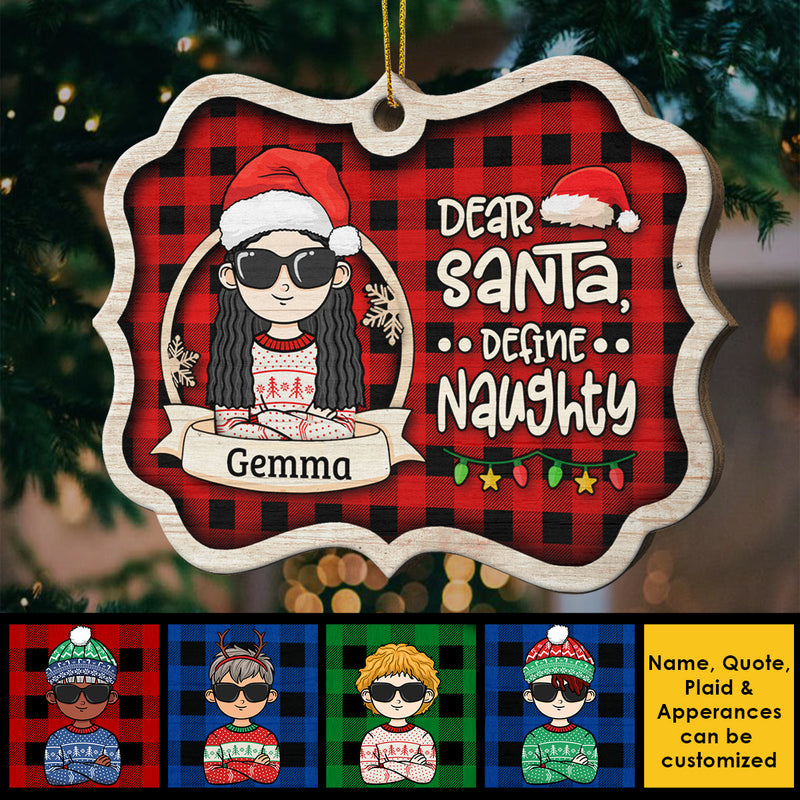 Dear Santa, Define Good - Personalized Custom Benelux Shaped Wood Christmas Ornament