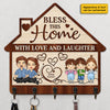 Bless This Home With Joy - Personalized Key Hanger, Key Holder - Gift For Couple, Husband Wife, Anniversary, Engagement, Wedding, Marriage Gift