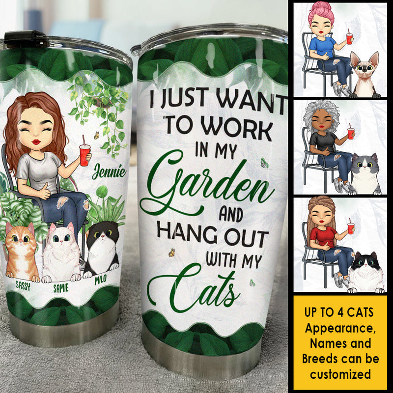 Hang Out With Cats - Personalized Tumbler - Gift For Gardening Lovers