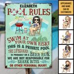 The Pool Rules - Personalized Metal Sign - Gift For Couples, Husband Wife