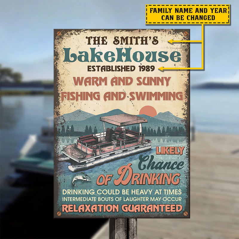 Fishing And Swimming - Relaxation Guaranteed - Personalized Metal Sign