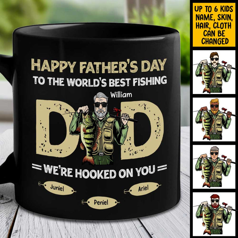 To The World Best Fishing Dad - Gift For Dad - Personalized Black Mug