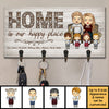Our Happy Place Is Home - Personalized Key Hanger, Key Holder - Gift For Couples, Husband Wife
