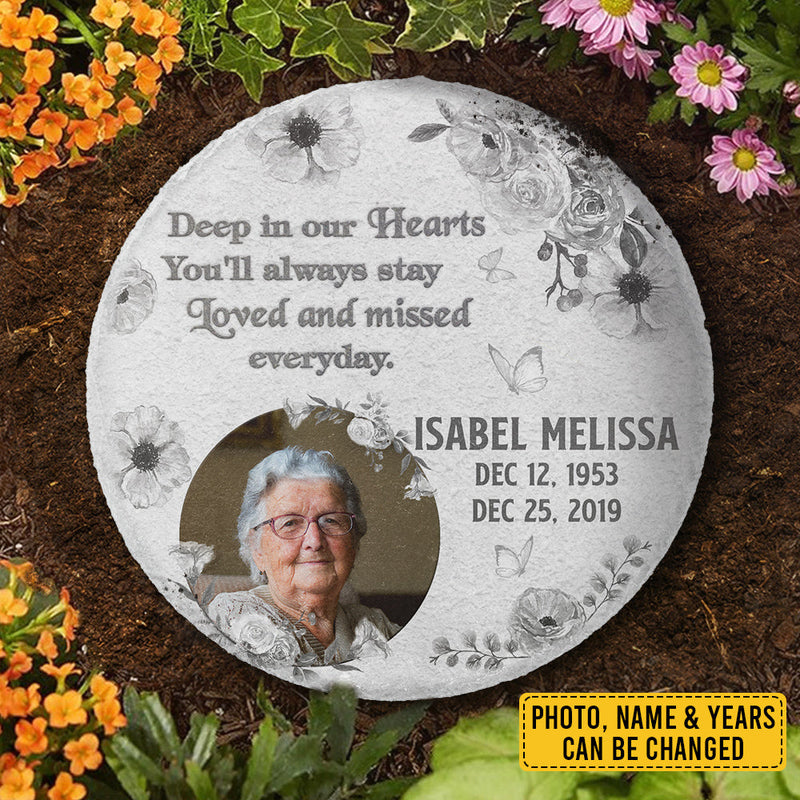 Deep In Our Heart, You'll Always Stay - Personalized Memorial Stone, Human Grave Marker - Upload Image, Memorial Gift, Sympathy Gift
