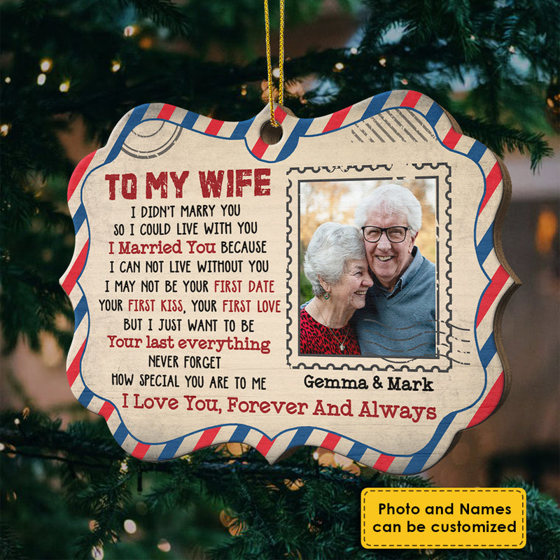 I Love You, Forever And Always - Upload Image, Gift For Couples - Personalized Custom Benelux Shaped Wood Christmas Ornament