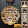 Le Chien Sait Que Vous Êtes Ici – Plaque De Porte Humoristique De Chien À Personnaliser, Funny Personalized Dog Door Sign French