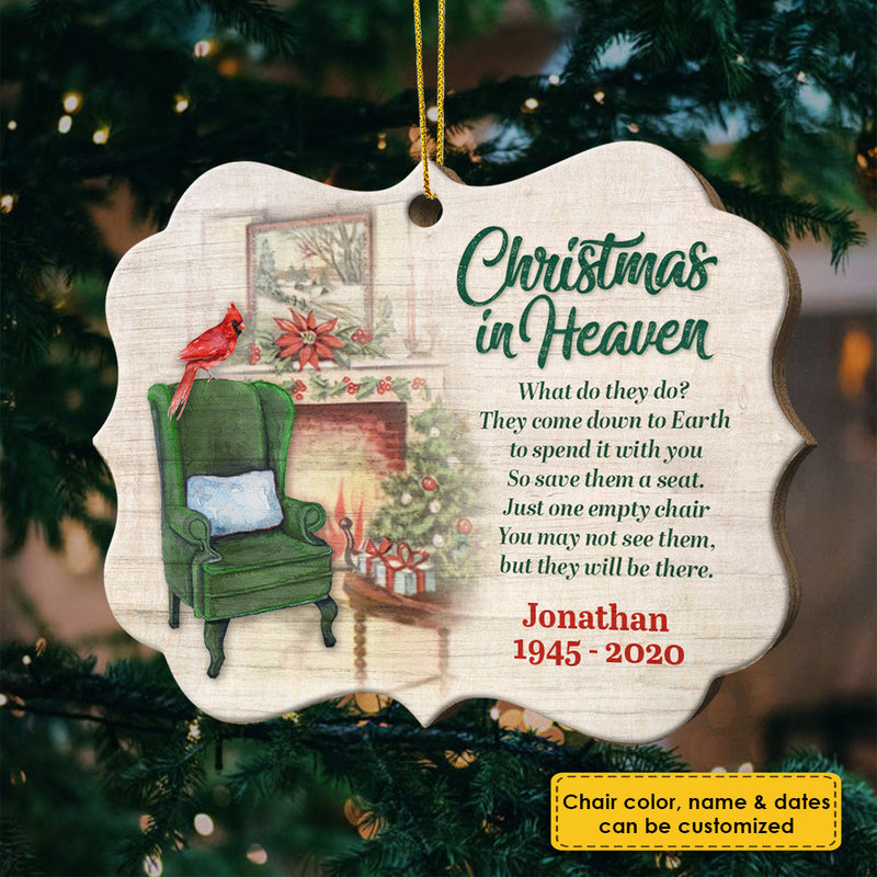 Christmas In Heaven - Personalized Custom Benelux Shaped Wood Christmas Ornament