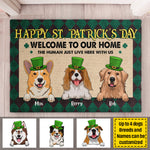Happy St. Patrick's Day Welcome To Our Home - Gift For St. Patrick's Day, Personalized Decorative Mat
