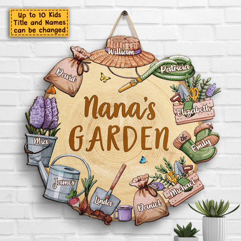 Grandma's Garden - Personalized Shaped Wood Sign - Gift For Grandma, Grandparents