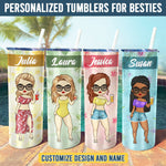 Chibi Summer Floral - Personalized Skinny Tumbler - Gift For Bestie, Sisters