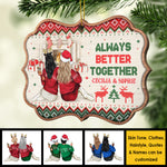 Not Sisters By Blood But Sisters By Heart - Personalized Custom Benelux Shaped Wood Christmas Ornament