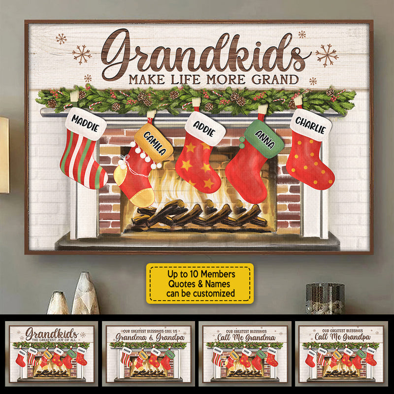 Our Greatest Blessings Call Us Grandma & Grandpa - Personalized Horizontal Poster