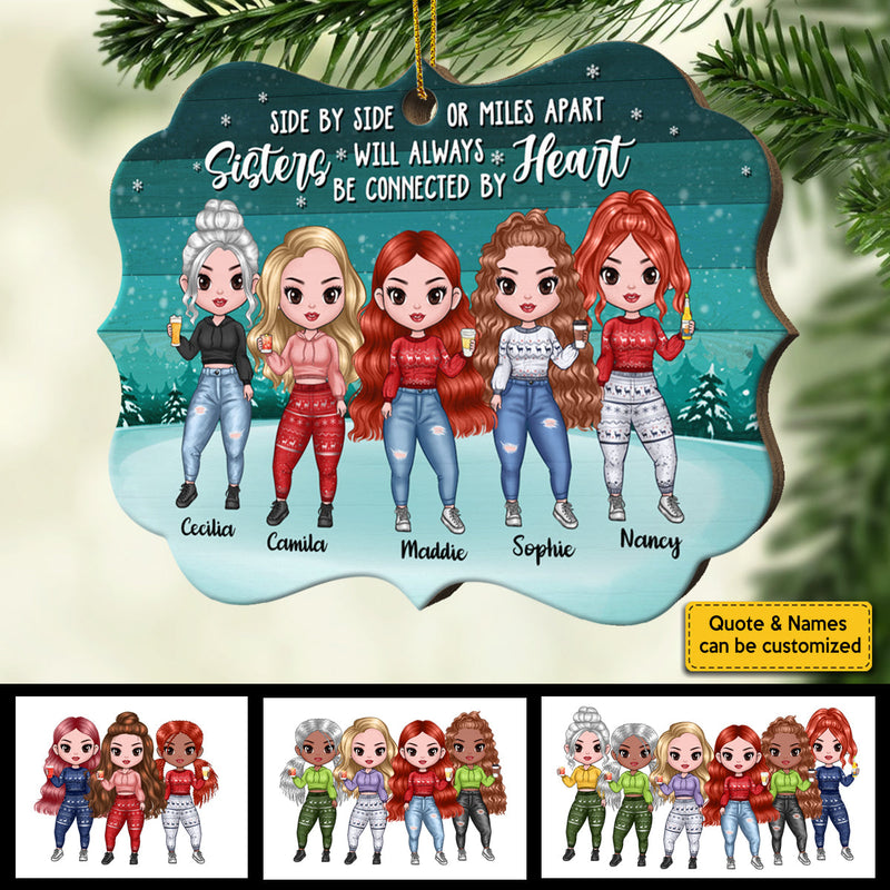 There Is No Greater Gift Than Sisters - Personalized Custom Benelux Shaped Wood Christmas Ornament
