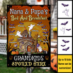 Nana and Papa's Bed & Breakfast, Grandkids Spoiled Here - Personalized Metal Sign, Halloween Ideas.