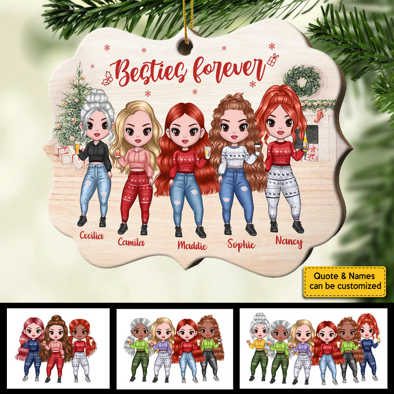 Bestie - Always Better Together - Personalized Custom Benelux Shaped Wood Christmas Ornament