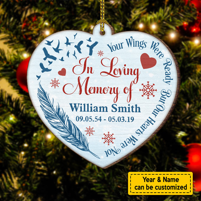Your Wings Were Ready - Personalized Custom Heart Shaped Wood Christmas Ornament