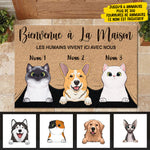 Les humains vivent ici avec nous French - Funny Personalized Pet Decorative Mat