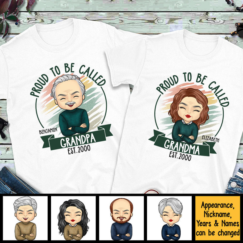 Proud To Be Grandparents - Personalized Matching Couple T-Shirt - Gift For Couple, Husband Wife, Grandparents