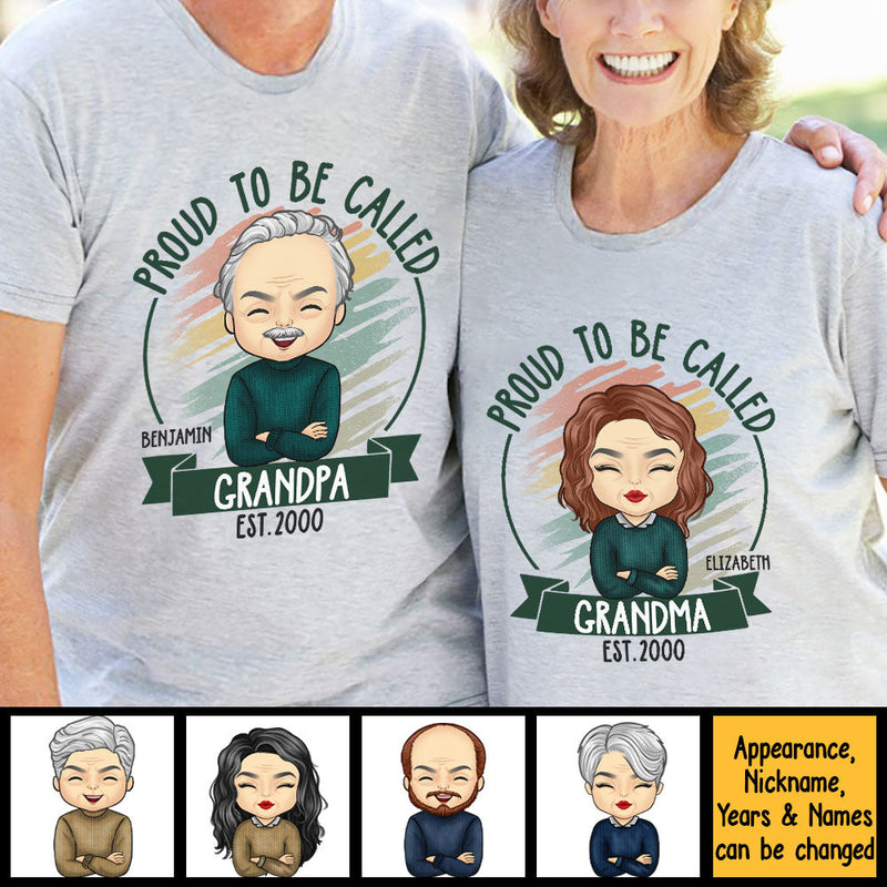 Proud To Be Grandparents - Personalized Matching Couple T-Shirt - Gift For Couple, Husband Wife, Grandparents