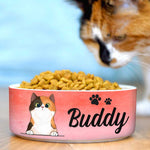Pink Coral, Gift For Cat Lovers - Personalized Custom Ceramic Cat Bowls