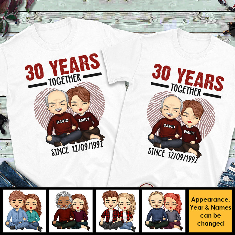 Many Years Together Since - Personalized Matching Couple T-Shirt - Gift For Couple, Husband Wife, Anniversary, Engagement, Wedding, Marriage Gift