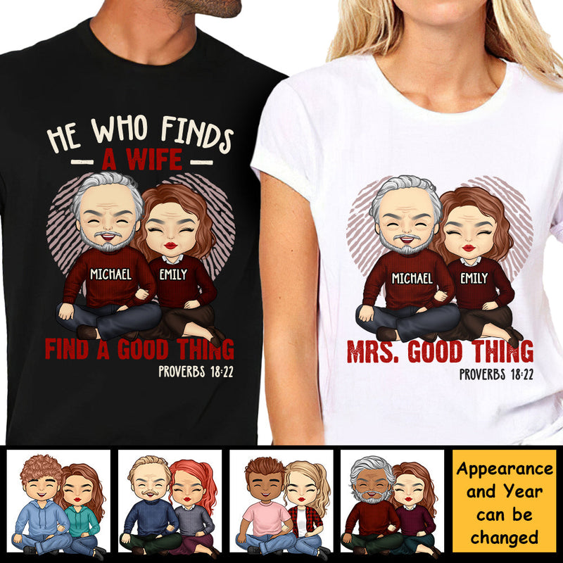 Find A Good Thing & Mrs. Good Thing - Personalized Matching Couple T-Shirt - Gift For Couple, Husband Wife, Anniversary, Engagement, Wedding, Marriage Gift