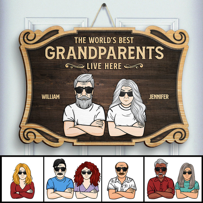 The World's Best Grandparents Live Here - Personalized Shaped Door Sign