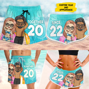 You And Me Together Since - Personalized Couple Beach Shorts - Gift For Couples, Husband Wife