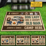 A Crazy Dog Lady Camp Here - Personalized Decorative Mat - Gift For Camping Lovers