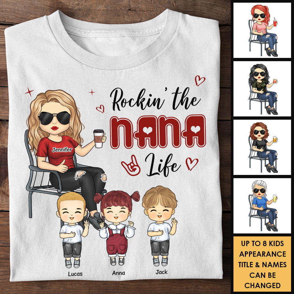 Rockin' Nana Mom Life - Gift For Mom, Grandma - Personalized Unisex T-shirt, Hoodie