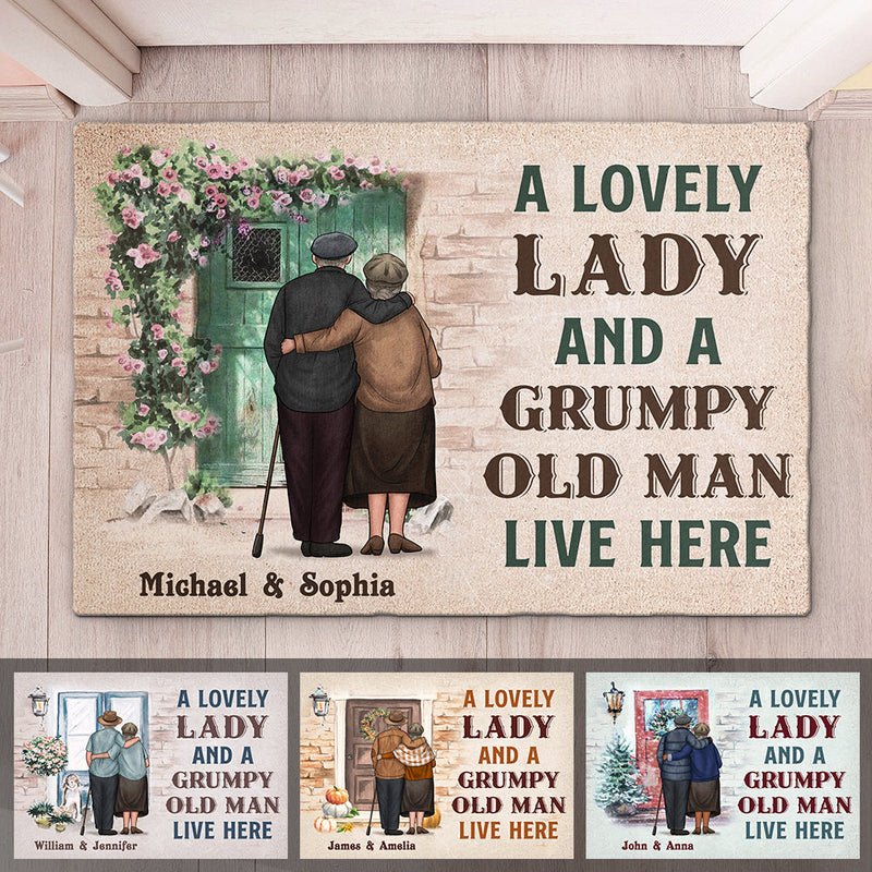 A Lovely Couple Live Here - Personalized Decorative Mat - Gift For Couples, Husband Wife