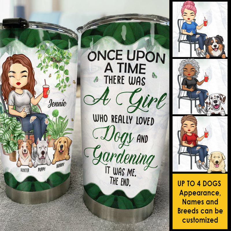 A Girl Who Really Loved Dogs - Personalized Tumbler - Gift For Gardening Lovers