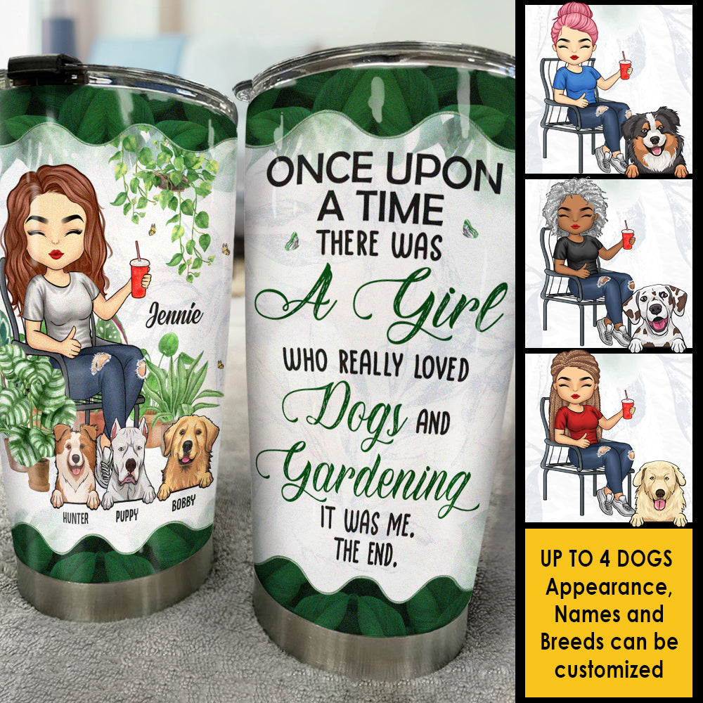 A Girl Who Really Loved Dogs - Personalized Tumbler - Gift For Gardening Lovers