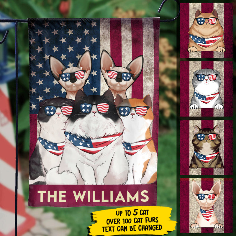 American Cats' Family - 4th Of July Decoration - Personalized Cat Flag