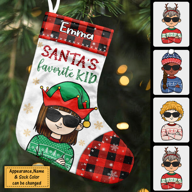 Santa's Favorite Kid - Merry Christmas To The Coolest Kid - Personalized Christmas Stocking