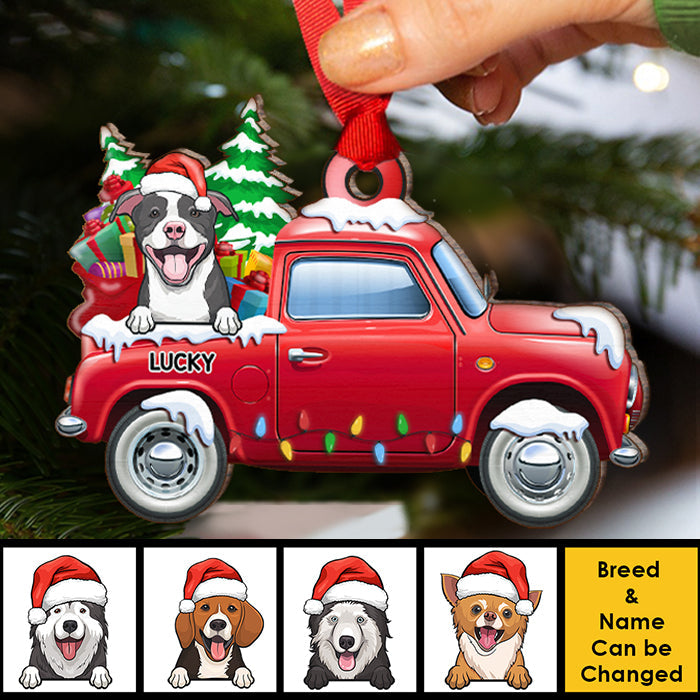 Loads Of Love - Dogs & Cats Merry Christmas - Personalized Custom Car Shaped Wood Christmas Ornament
