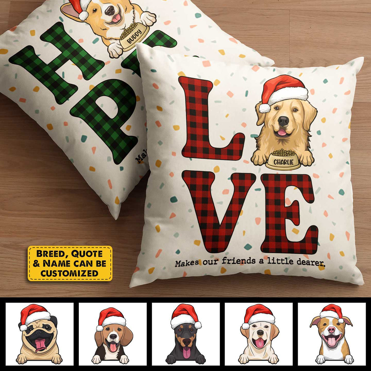 Hope, Joy, Love And Peace - Personalized Pillow Case.