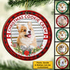 Merry Woofmas - Meowy Catmas - Upload Pet Photo - Personalized Custom Round Shaped Wood Christmas Ornament