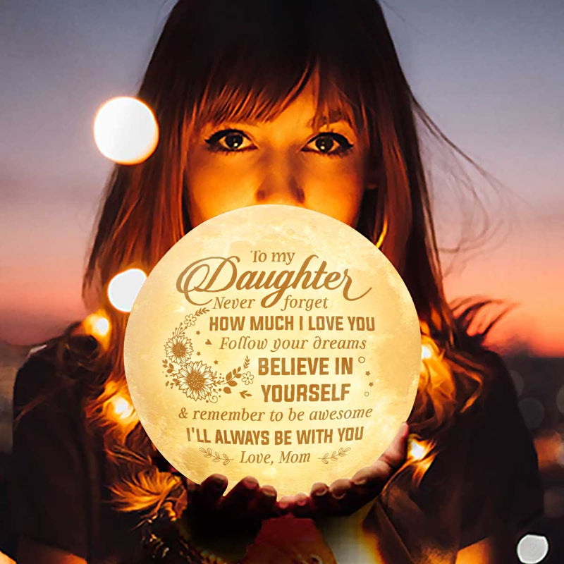 Believe in Yourself & Remember To Be Awesome - Moon Lamp - To My Daughter, Gift For Daughter, Daughter Gift From Mom, Birthday Gift For Daughter, Christmas Gift