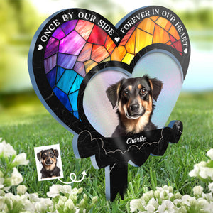 Le paradis a gagné un ange poilu - Piquet de jardin en acrylique personnalisé en forme de vitrail - Cadeau de condoléances pour les propriétaires et les amoureux des animaux