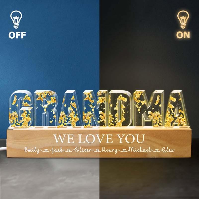 We Love You Mom - Family Personalized Custom Acrylic Letters 3D LED Night Light - Mother's Day, Gift For Mom, Grandma