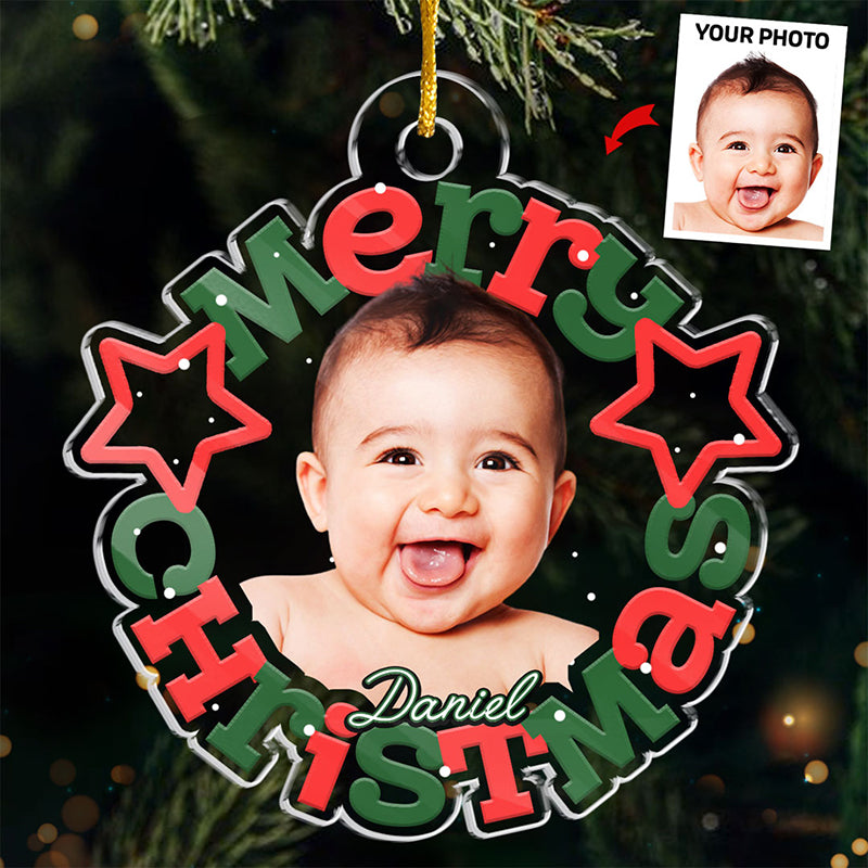 Custom Photo Christmas Miracle - Family Personalized Custom Ornament - Acrylic Custom Shaped - Christmas Gift For Baby Kids, Newborn Baby